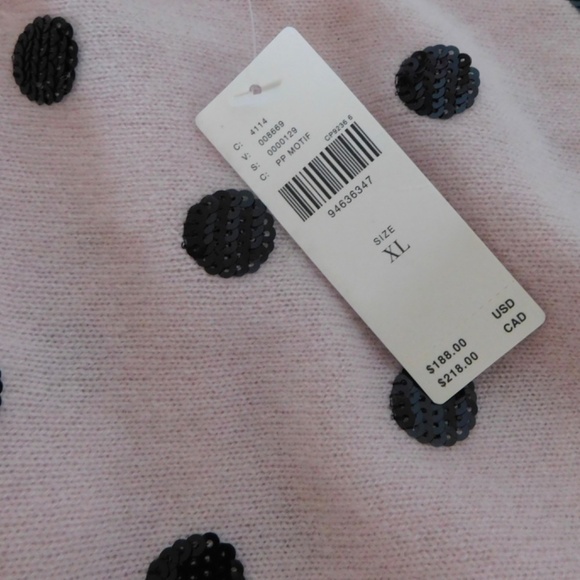 NWT!! Anthropologie MAEVE Puff-Sleeve Cashmere Cardigan Sweater Pink Sequin Dots - Picture 13 of 16